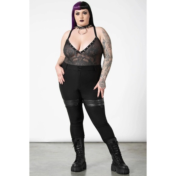Killstar Womens Dark Forces Bodysuit 3XL 3X Black Baphomet Sheer Plus Size NWT - Picture 3 of 5